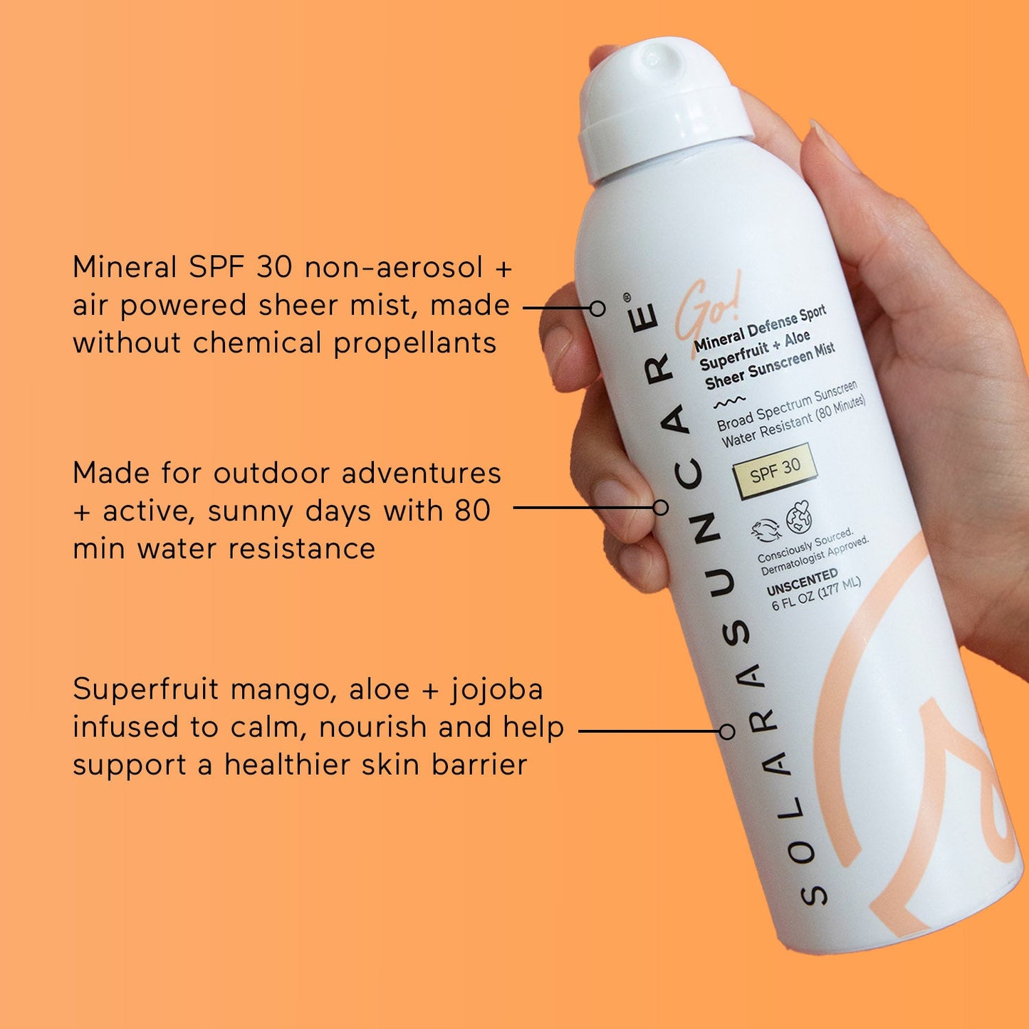 Go! Mineral Defense SPORT Superfruit + Aloe Sunscreen Mist, SPF 30