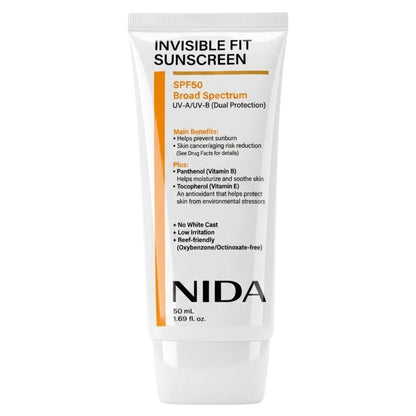 NIDA Invisible Fit SPF 50 Broad Spectrum Sunscreen Korean Beauty 50ml